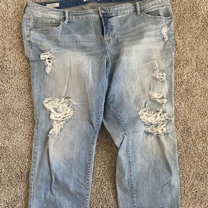 Torrid boyfriend lace capri’s